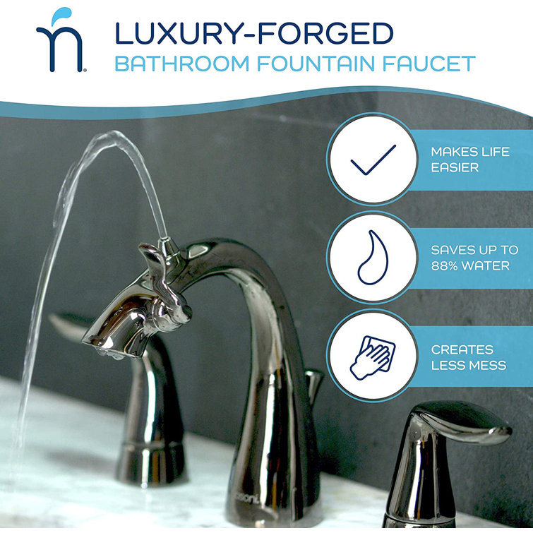 Gloss Black Nickel Widespread Fountain Bathroom Faucet