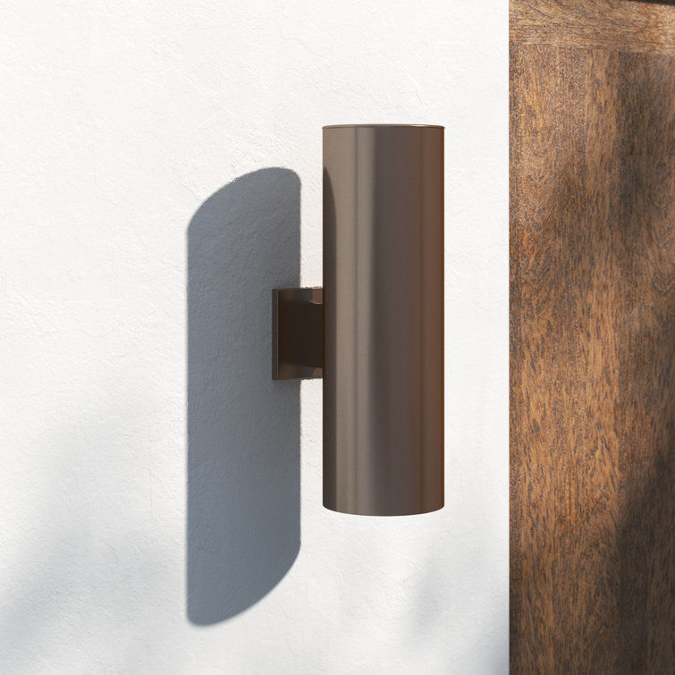 Bronze 2-Light Cylinder Outdoor Aluminum Wall Sconce