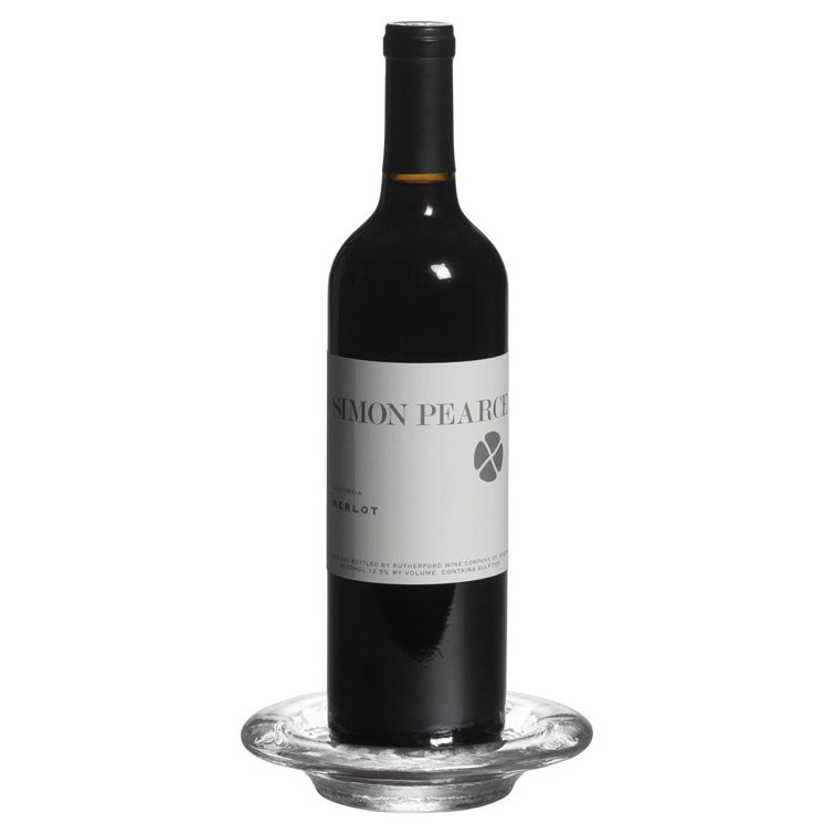 Hand-Blown Clear Glass Wine Coaster, 5.75" Diameter