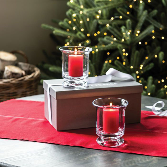 Simon Pearce Small Clear Glass Hurricane Candle Holders