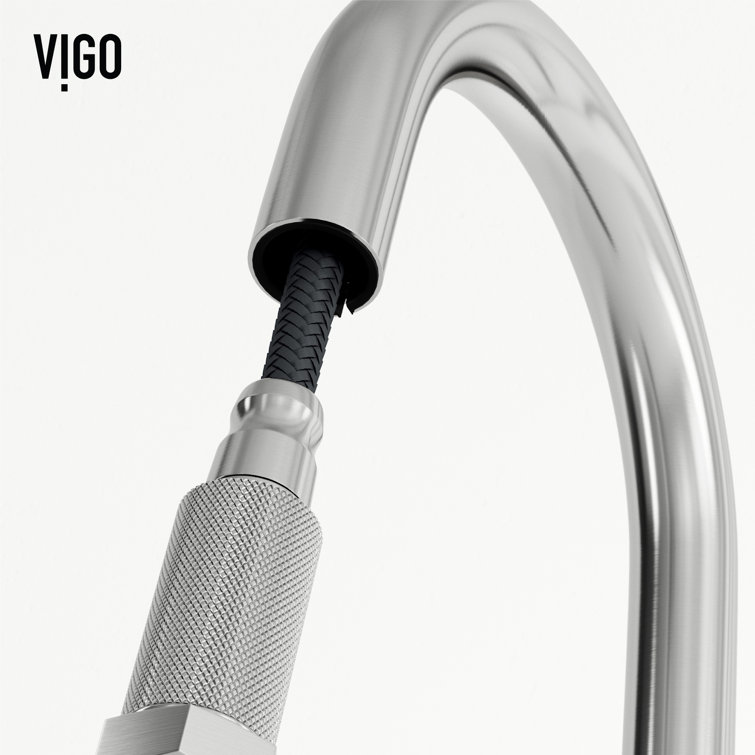 Hart Arched Stainless Steel Pull-Down Kitchen Faucet with Soap Dispenser