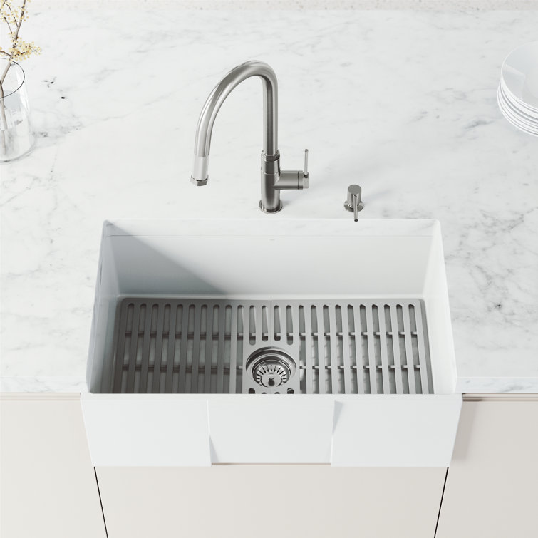 Hart Arched Stainless Steel Pull-Down Kitchen Faucet with Soap Dispenser
