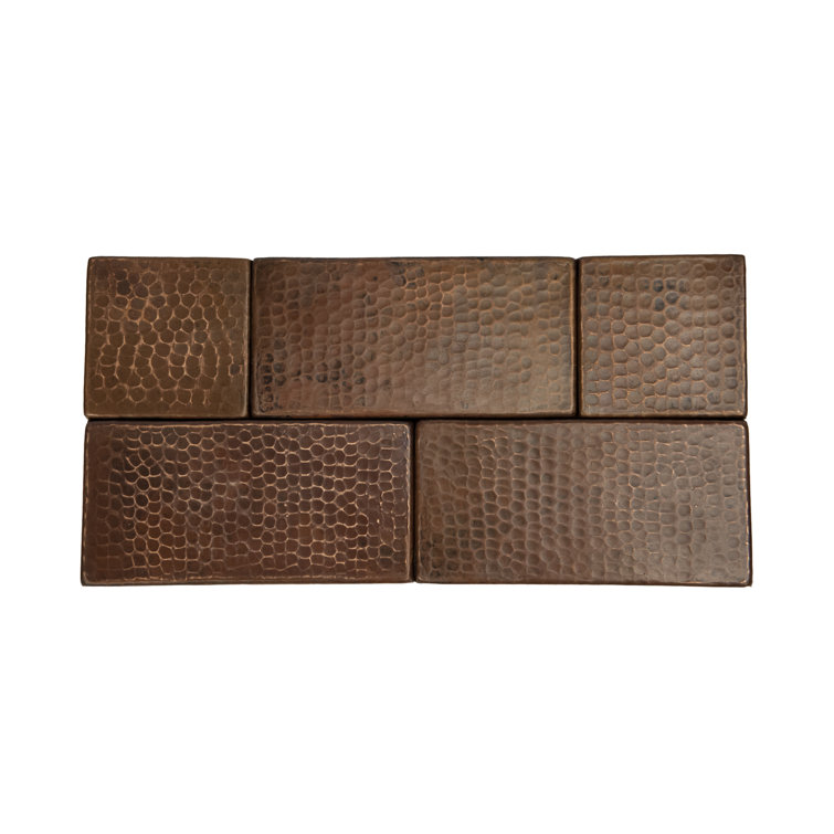 3" x 3" Hammered Oil Rubbed Bronze Copper Tiles - Set of 4