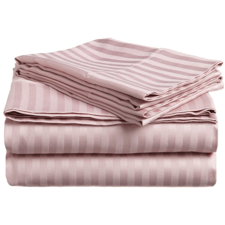 Lavender Twin XL Egyptian Cotton Deep Pocket Striped Sheet Set