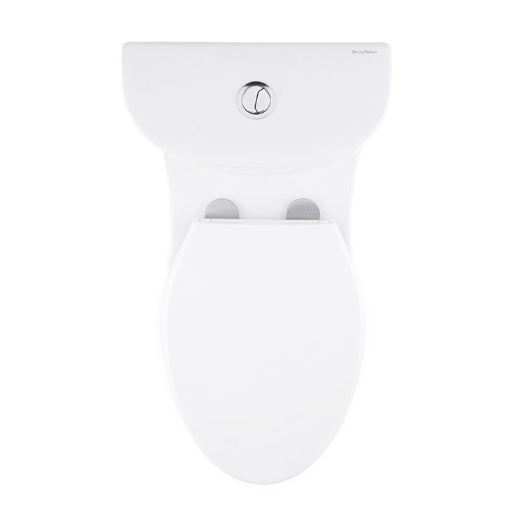 Glossy White Elongated Dual Flush One-Piece Toilet