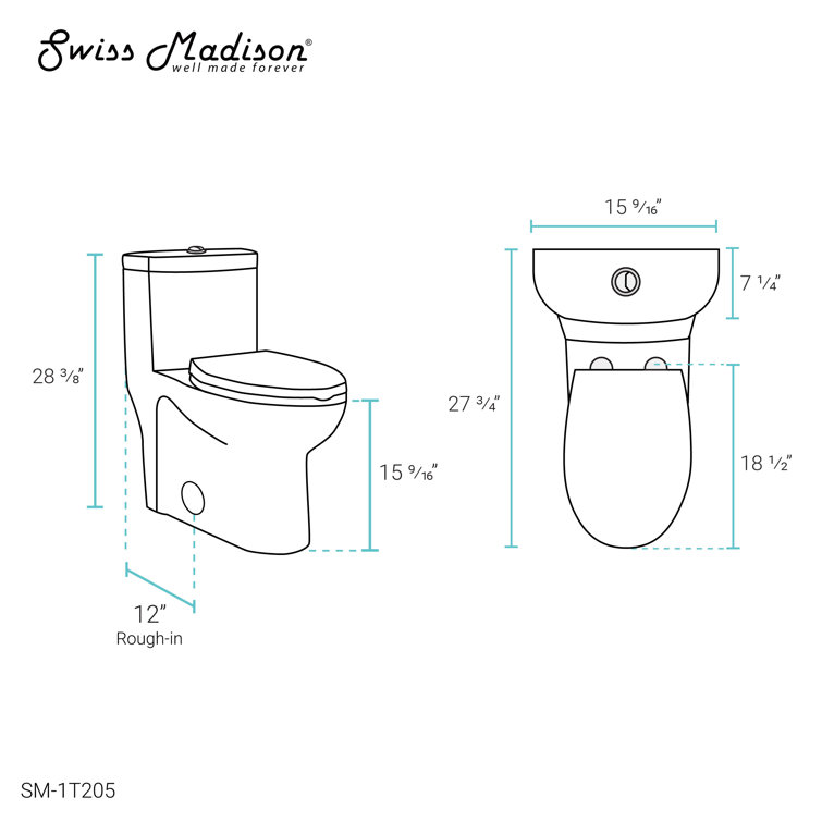 Glossy White Elongated Dual Flush One-Piece Toilet