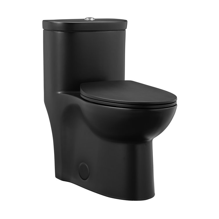 Sublime Matte Black Ceramic One-Piece Elongated Toilet