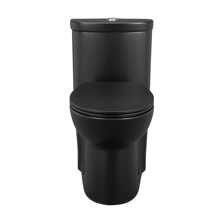 Sublime Matte Black Ceramic One-Piece Elongated Toilet