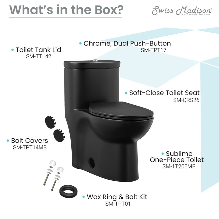 Sublime Matte Black Ceramic One-Piece Elongated Toilet