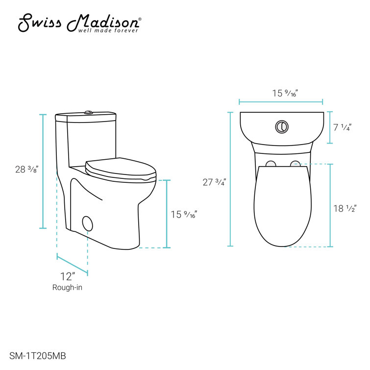 Sublime Matte Black Ceramic One-Piece Elongated Toilet