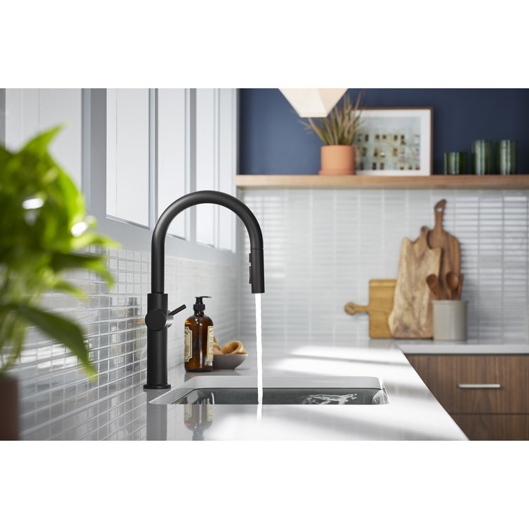Matte Black Touchless Pull-Down Kitchen Faucet with Spray