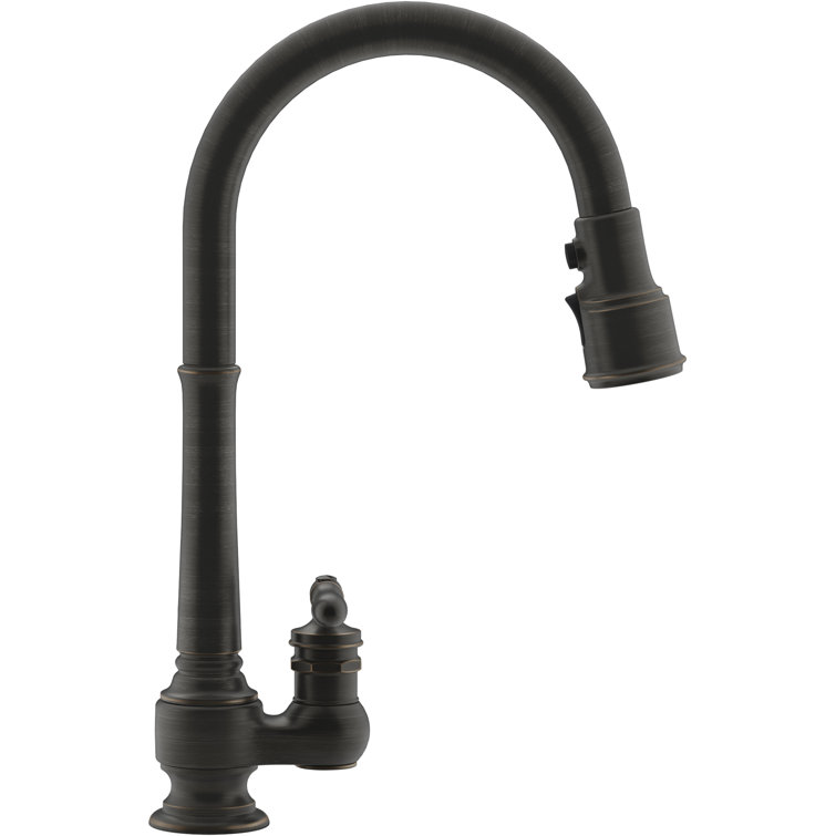 Oil-Rubbed Bronze Pull-Down Kitchen Faucet with Spray