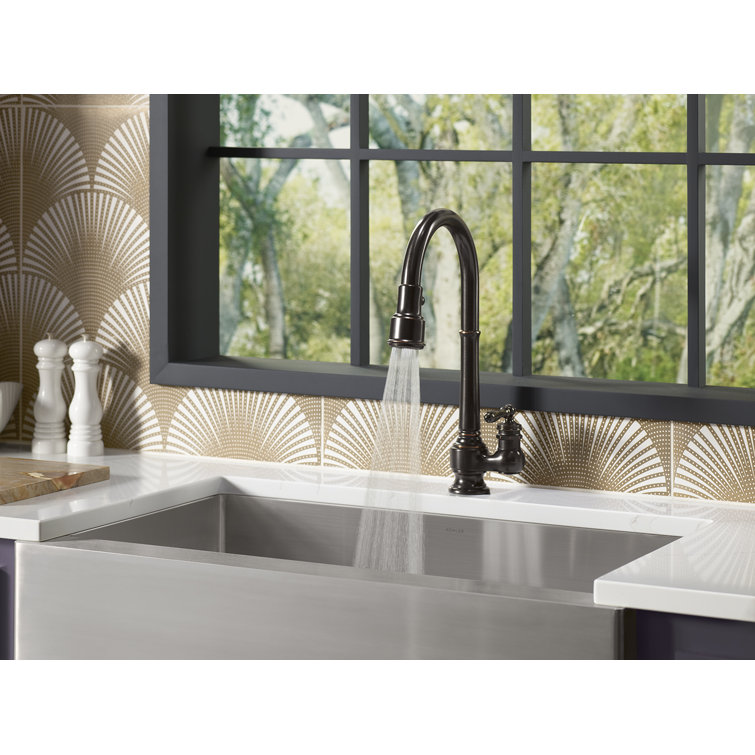 Artifacts 17'' Vibrant Stainless Steel Pull-Down Kitchen Faucet