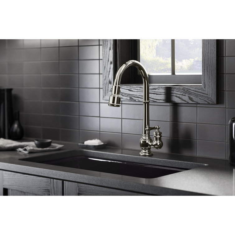 Artifacts 17'' Vibrant Stainless Steel Pull-Down Kitchen Faucet