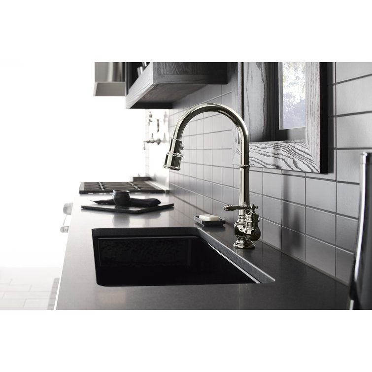 Artifacts 17'' Vibrant Stainless Steel Pull-Down Kitchen Faucet
