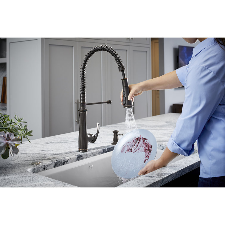 Oil-Rubbed Bronze High-Arch Kitchen Faucet with Pull-Down Spray