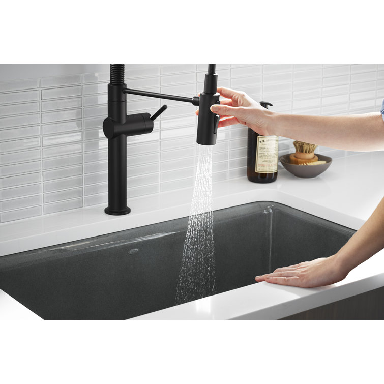 Crue Matte Black 30.75" Single-Handle Semi-Professional Kitchen Faucet