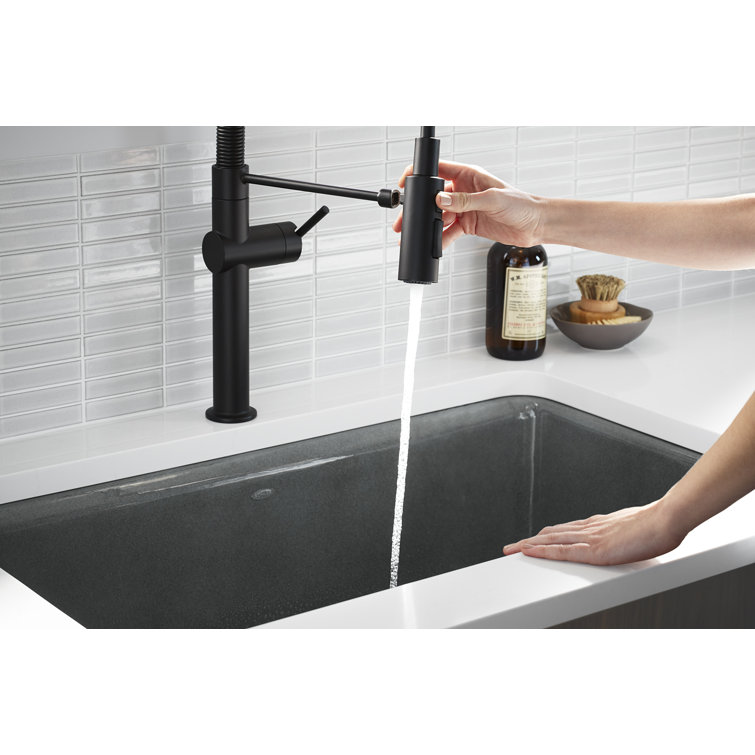 Crue Matte Black 30.75" Single-Handle Semi-Professional Kitchen Faucet