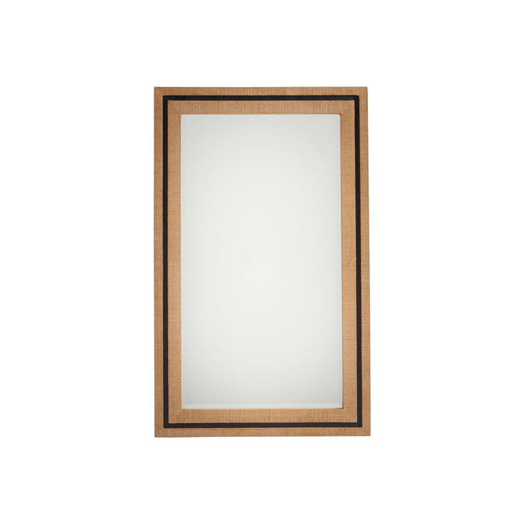 La Costa Transitional Brown Raffia Rectangular Wall Mirror