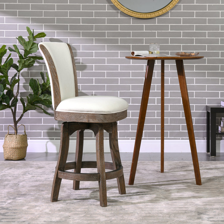 Natural White Wood Swivel Counter Height Bar Stool