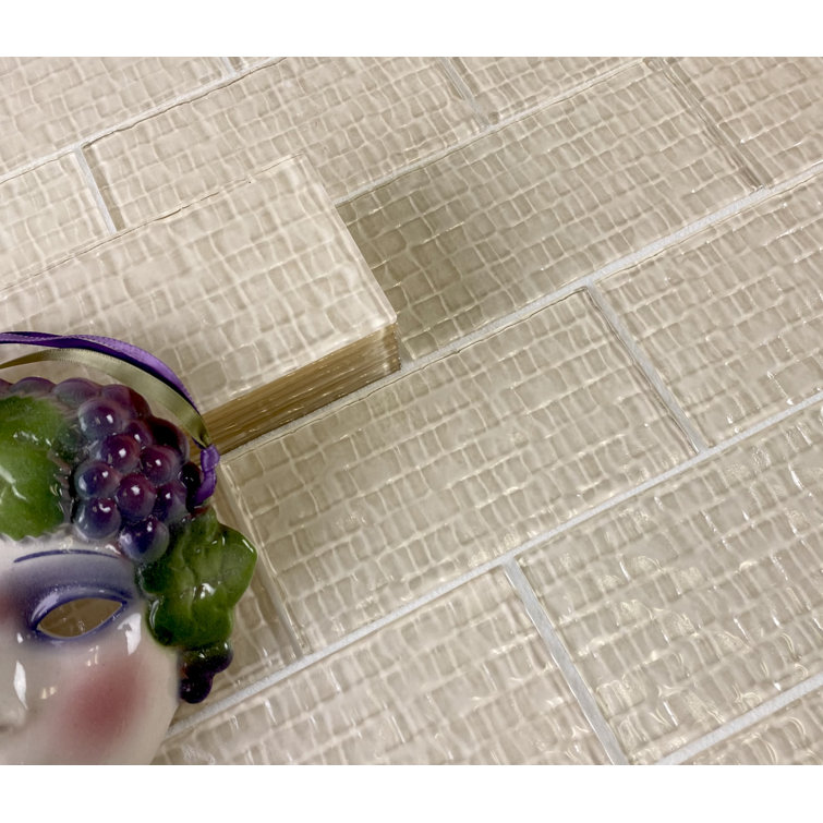 Metro Cubes Beige Glossy Glass Subway Wall Tile