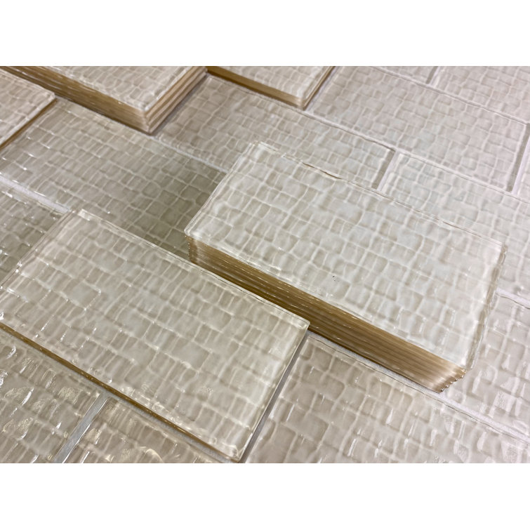 Metro Cubes Beige Glossy Glass Subway Wall Tile