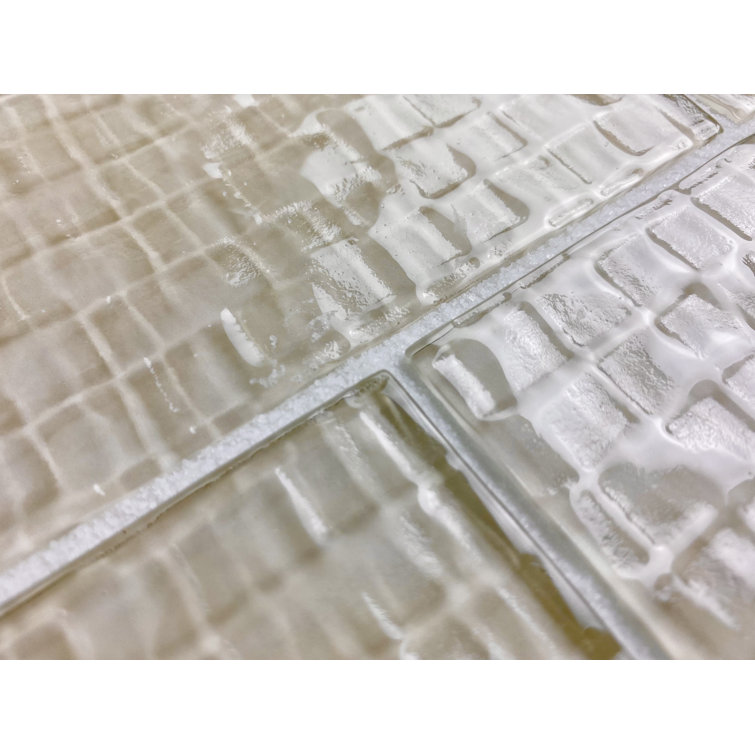 Metro Cubes Beige Glossy Glass Subway Wall Tile