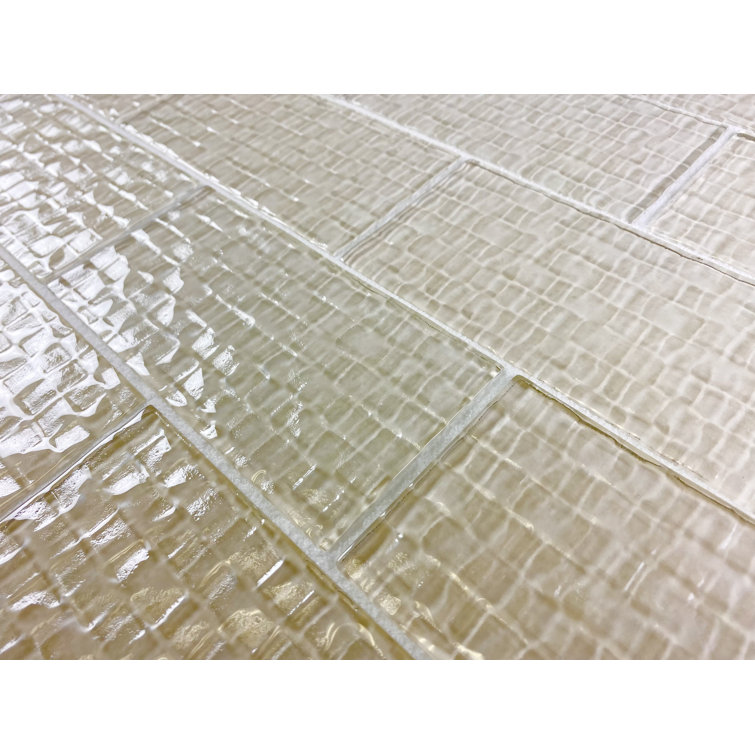 Metro Cubes Beige Glossy Glass Subway Wall Tile