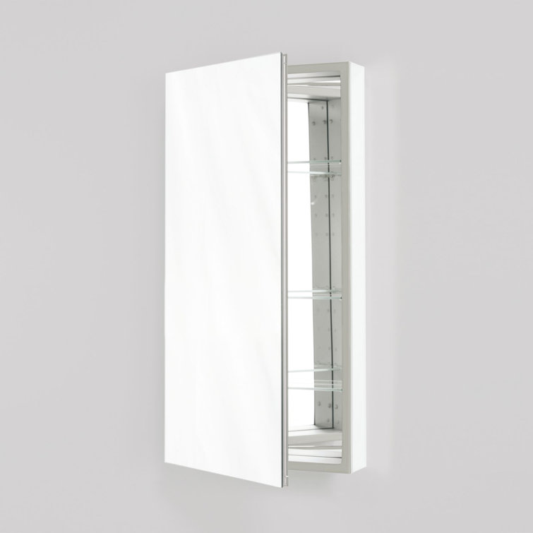White Frameless Semi-Recessed Medicine Cabinet with Adjustable Shelves