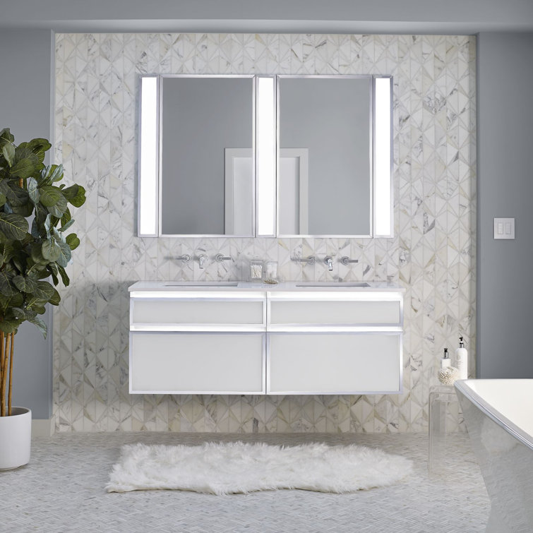 Rectangular Chrome Frameless Modern Bathroom Vanity Mirror