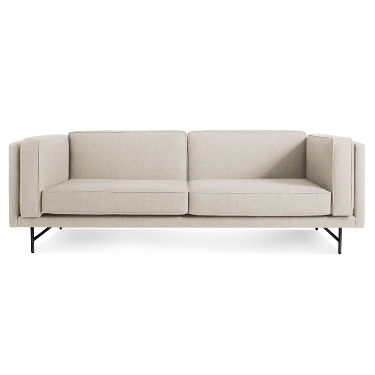 Sanford Natural Linen 96" Sofa with Black Metal Legs