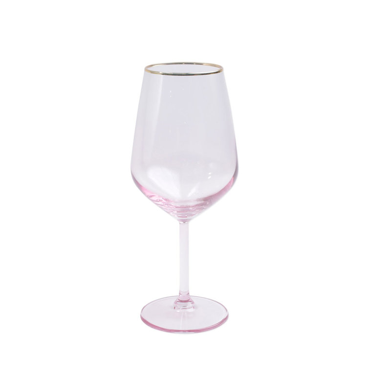 Rainbow Assorted Wine Glass Set with Gilded Gold Rim