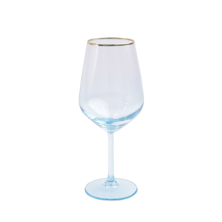 Rainbow Assorted Wine Glass Set with Gilded Gold Rim