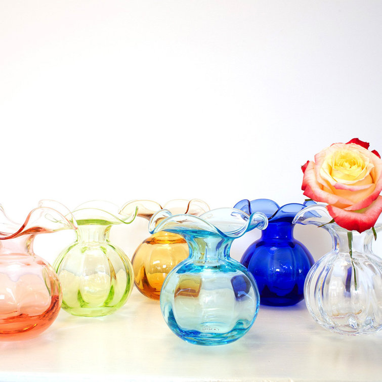 Amber Italian Handcrafted 5.5'' Hibiscus Glass Bud Vase