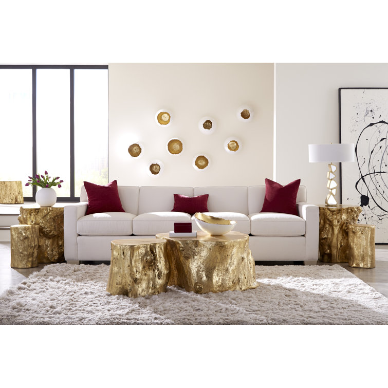 Small Gold Leaf Resin Log Accent Stool