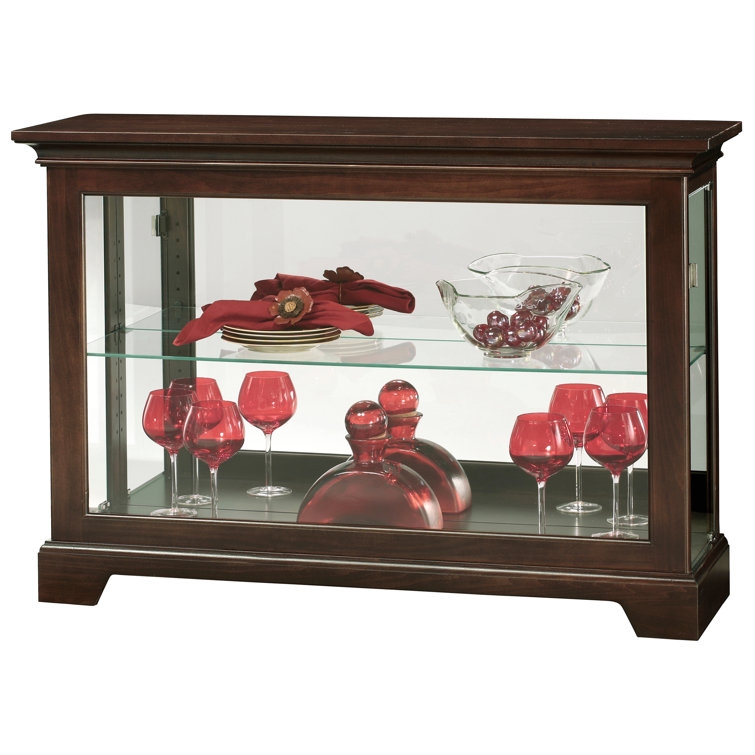 Espresso Lighted Traditional Curio Cabinet with Glass Shelves