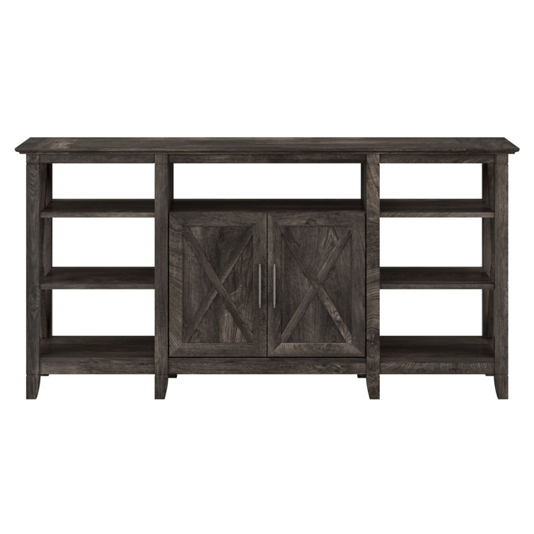 Key West 60'' Dark Gray Hickory Media Console with Adjustable Shelves
