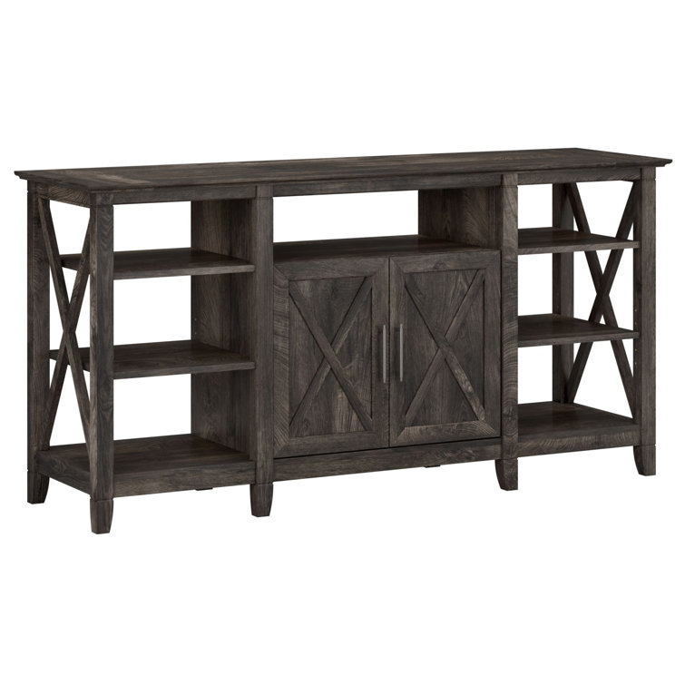 Key West 60'' Dark Gray Hickory Media Console with Adjustable Shelves