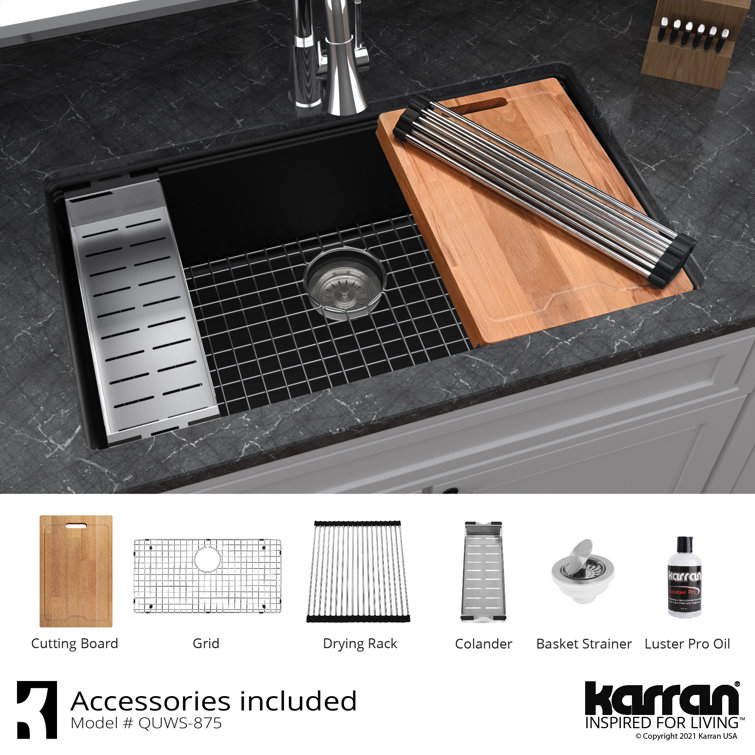 Gray Quartz Single Bowl Undermount Workstation Kitchen Sink