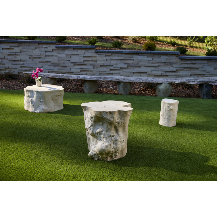 Small Roman Stone Composite Log Stool for Outdoor Use