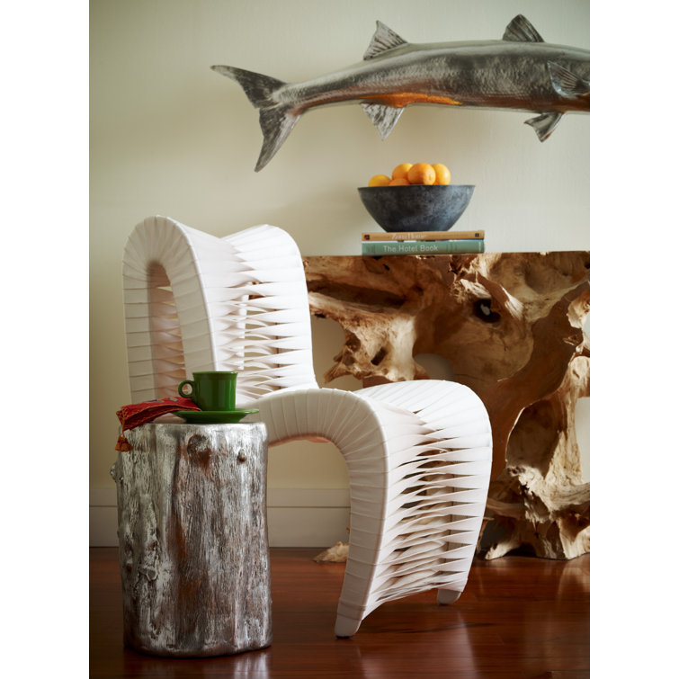 Small Silver Leaf Resin Log Stool