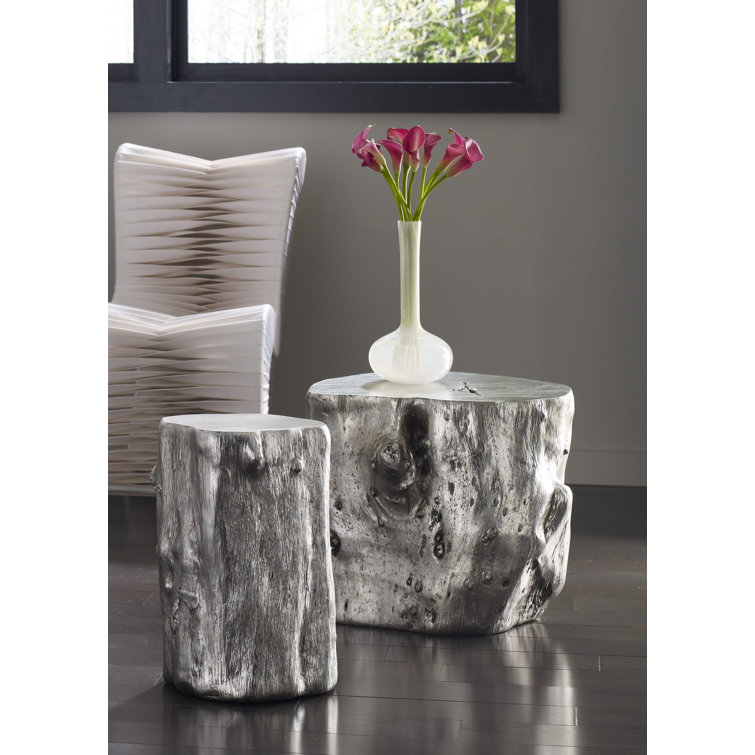 Small Silver Leaf Resin Log Stool