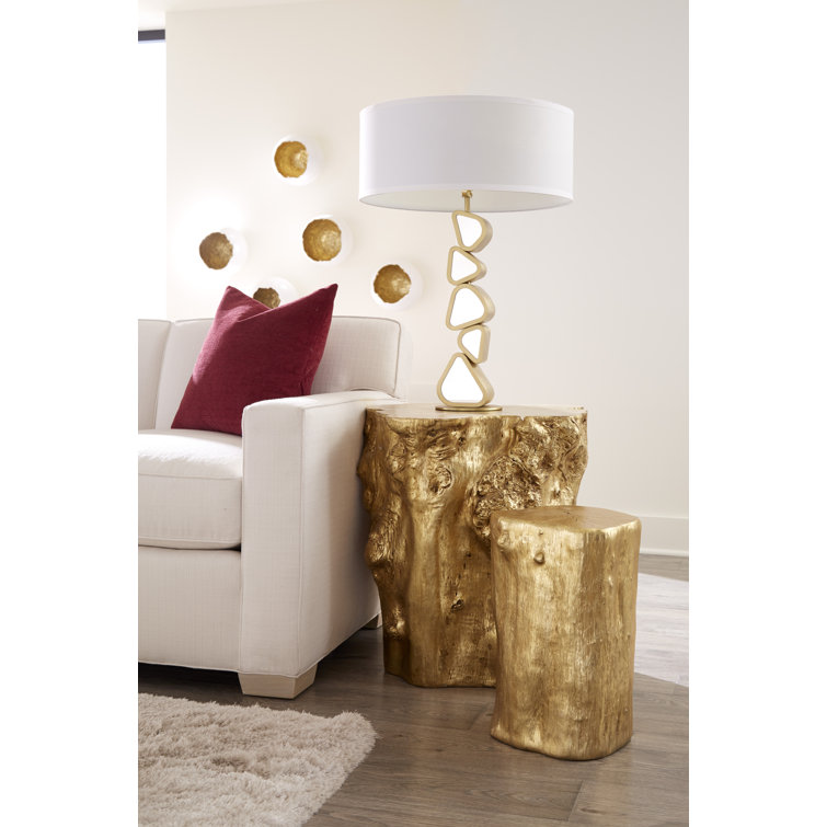 Small Gold Leaf Resin Log Accent Stool