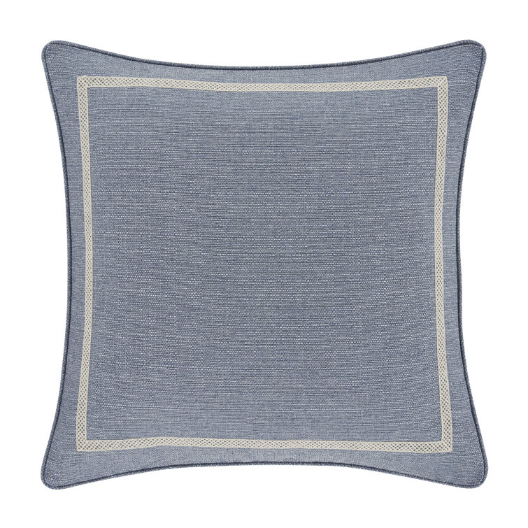 Augusta Embroidered Ivory and Blue Euro Sham, 26x26
