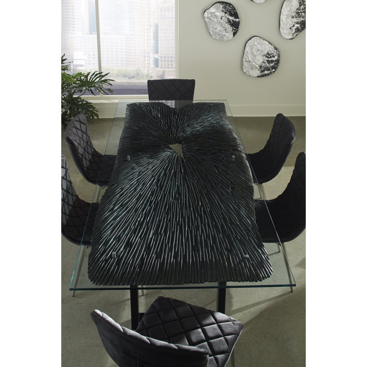 Modern Organic Black and Silver Leaf Wood Wall Tile