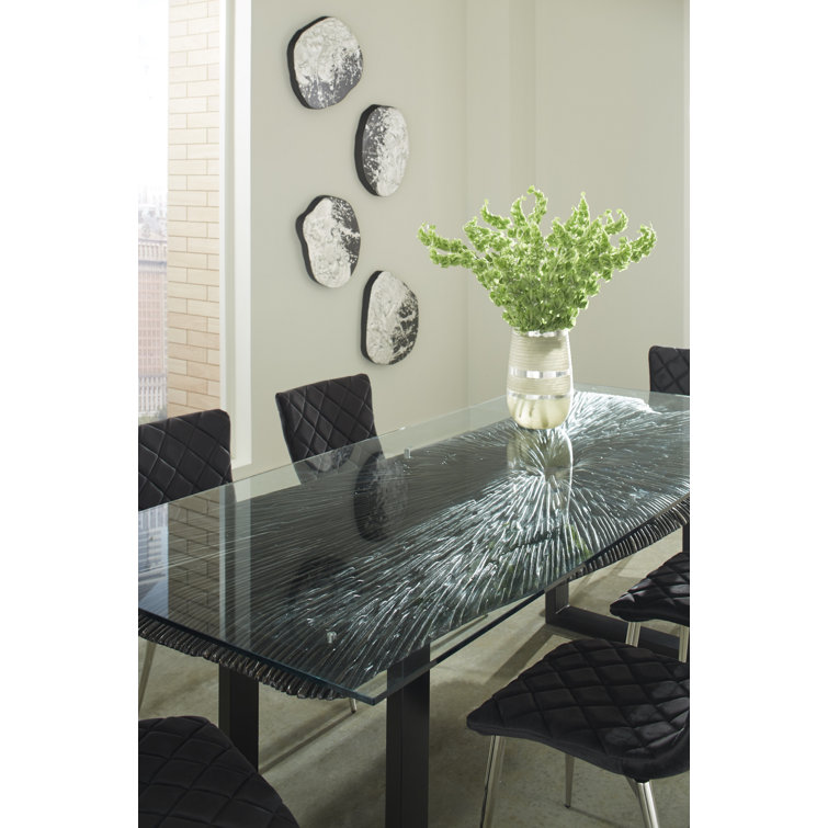 Reclaimed Wood and Glass Rectangular Dining Table