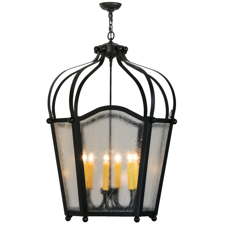 Citadel 6-Light Blackwash Lantern Pendant with Seeded Glass