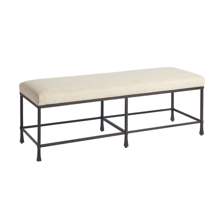 Newport Cream Upholstered Bed Bench with Iron Base