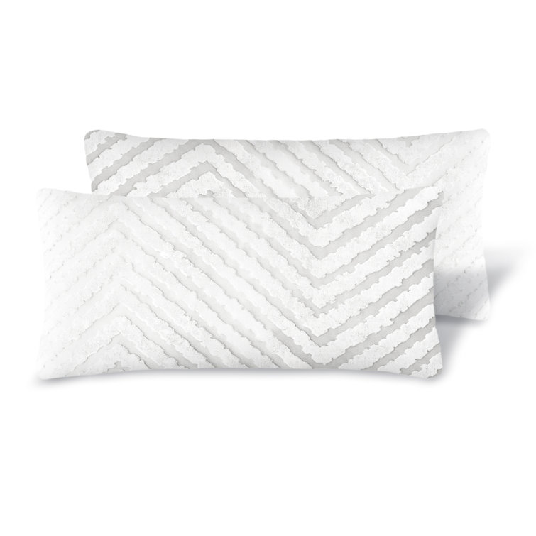 Chevron Mini Rectangular Gray Velvet Pillow Cover & Insert