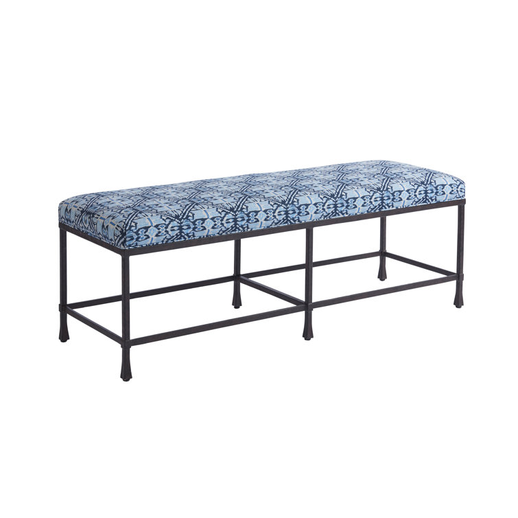 Newport Blue and White Cotton Upholstered Bed Bench